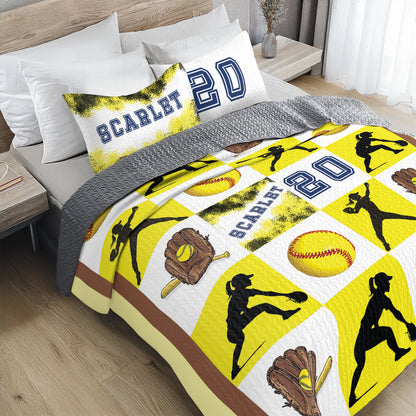Shineful All Season Quilt 3-Piece Set - Personalized All-Star Softball