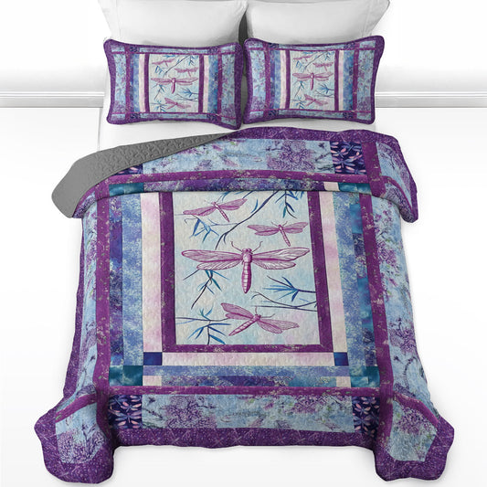 Shineful All Season Quilt 3-Piece Set Dragonfly Gorgeous