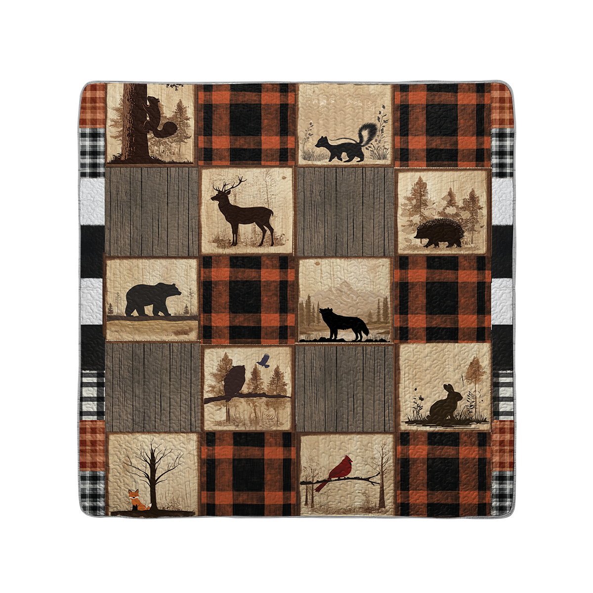 Shineful All Season Quilt 3-Piece Set Rustic Plaid Woodland