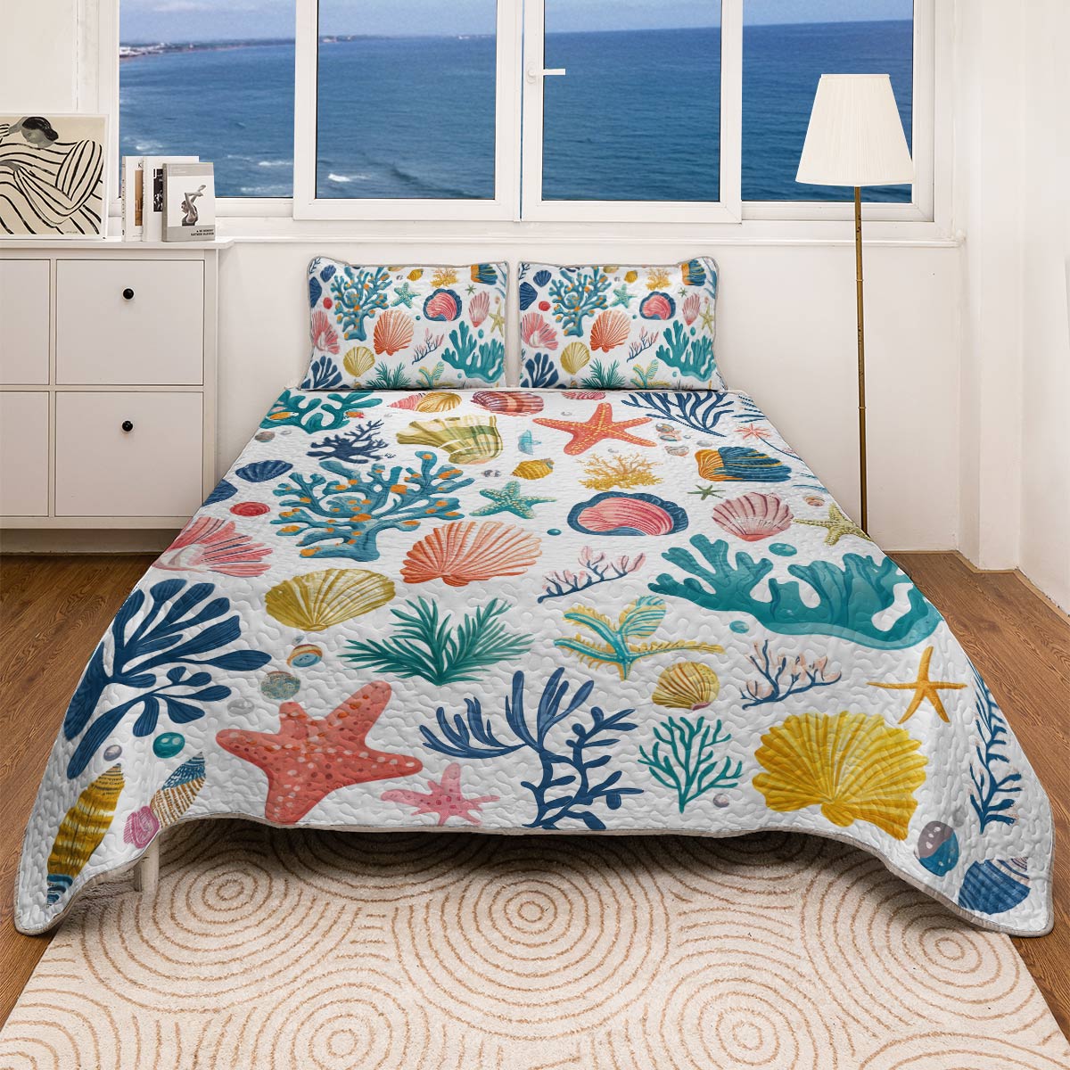 Shineful All Season Quilt 3-Piece Set - Seashell Ocean Breeze