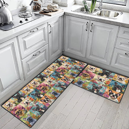Shineful Ultra-Thin Non Skid Floor Mat, Kitchen Rugs French Bulldog Garden