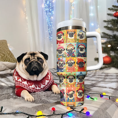Shineful Tumbler Floral Pug In Sweater