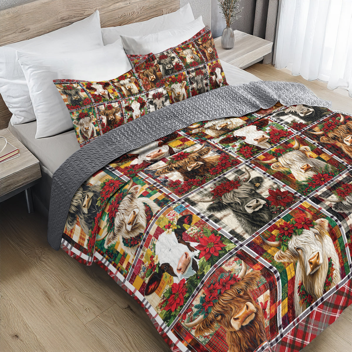 Shineful All Season Quilt 3-Piece Set - Mooey Christmas Quilt