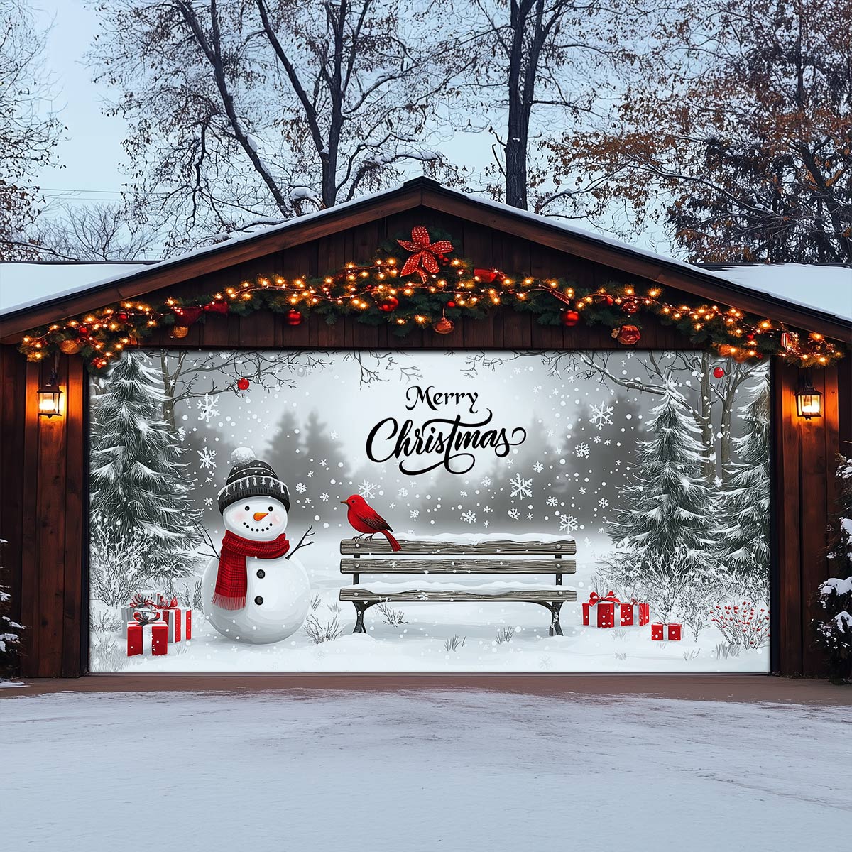 Shineful Garage Door Banner Decoration - Winter Wonderland