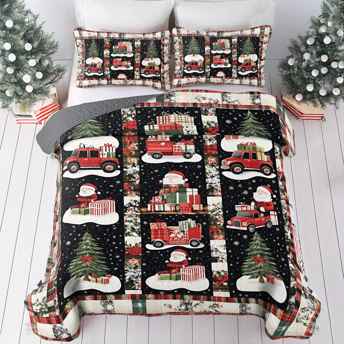 Shineful All Season Quilt 3-Piece Set Santa's Christmas Delivery