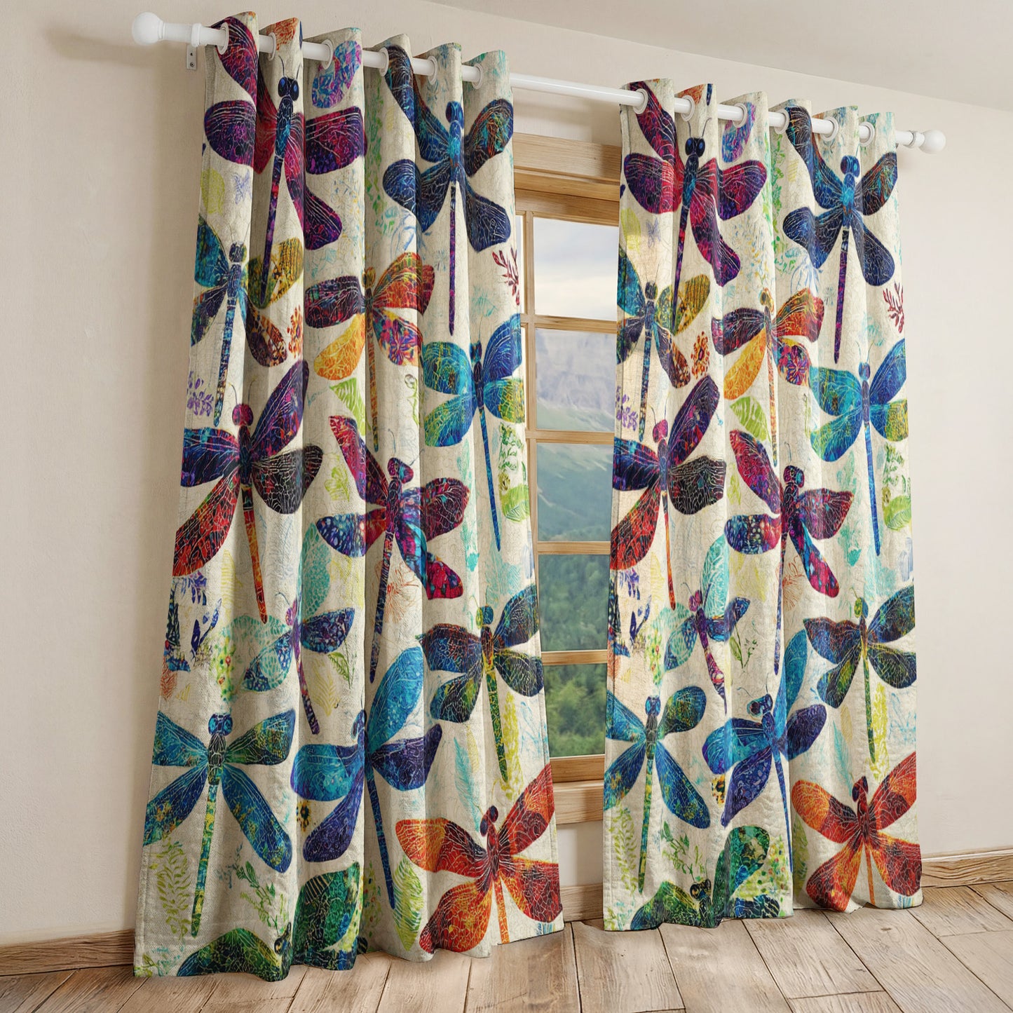 Shineful Quilted Curtain Dragonfly Mosaic