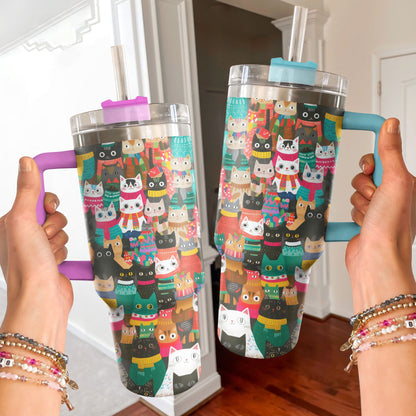 Shineful Tumbler Christmas Cozy Cats