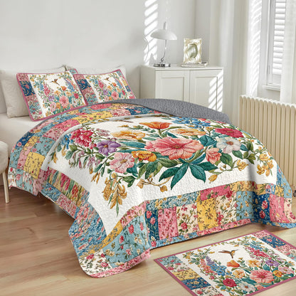Shineful All Season Quilt 3-Piece Set Country Patchwork Hummingbird