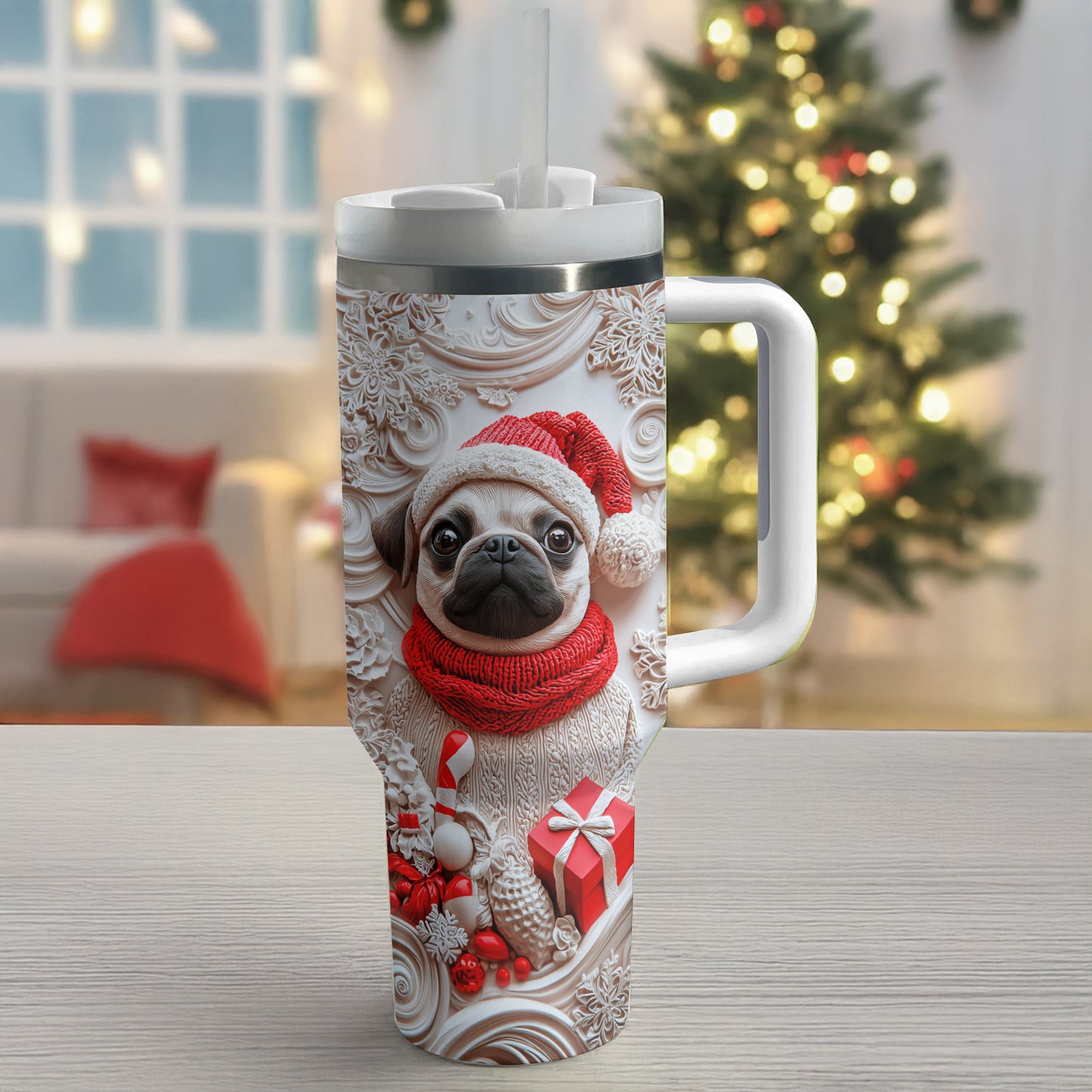 Shineful Glossy Tumbler Christmas Puggy