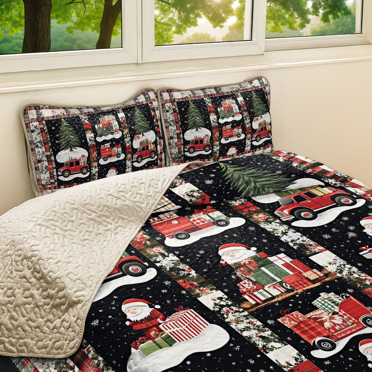 Shineful All Season Quilt 3-Piece Set Santa's Christmas Delivery