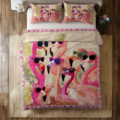 Shineful All Season Quilt 3-Piece Set - Flamingo Fashionistas