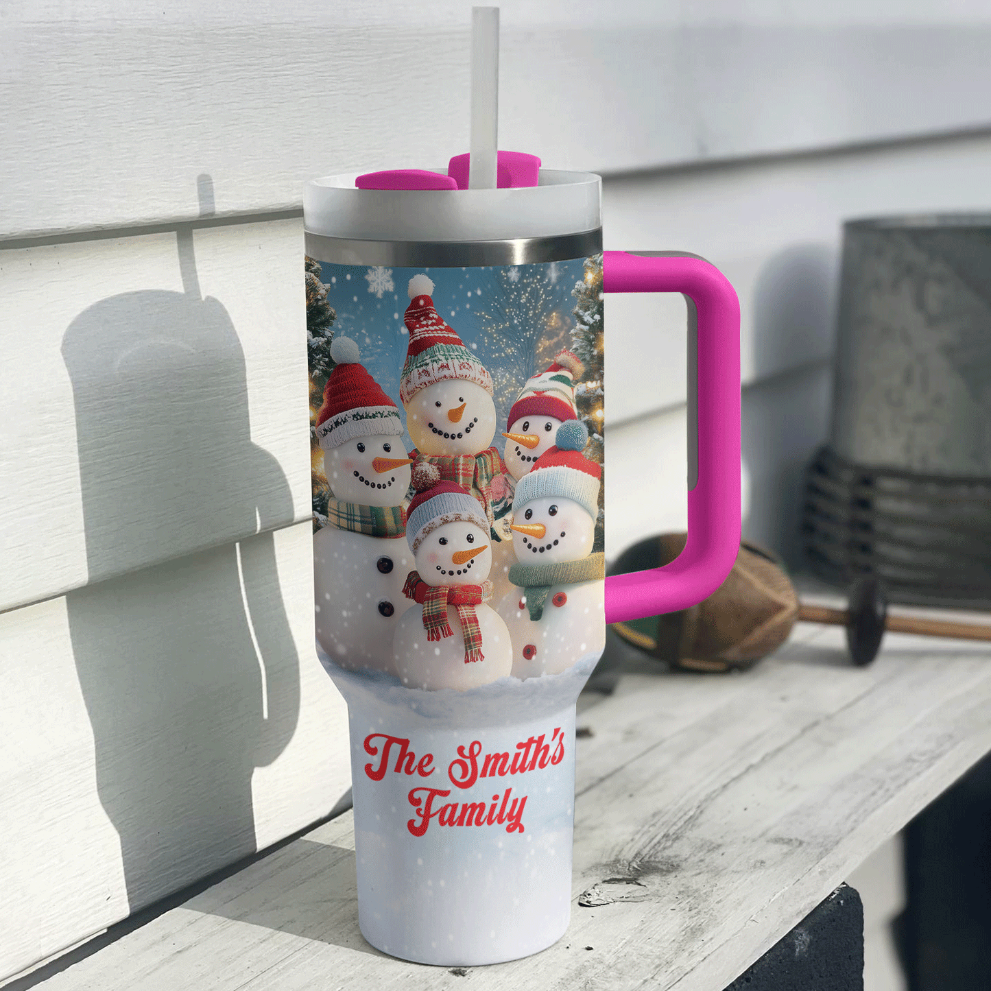 Shineful Tumbler Personalized Snowmen Family