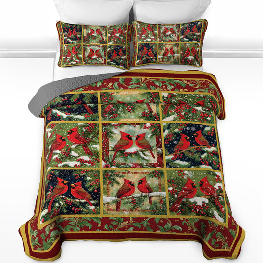Shineful All Season Quilt 3-Piece Set - Festive Cardinal