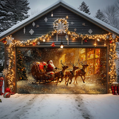 Shineful Garage Door Banner Decoration Santa's Coming To Town
