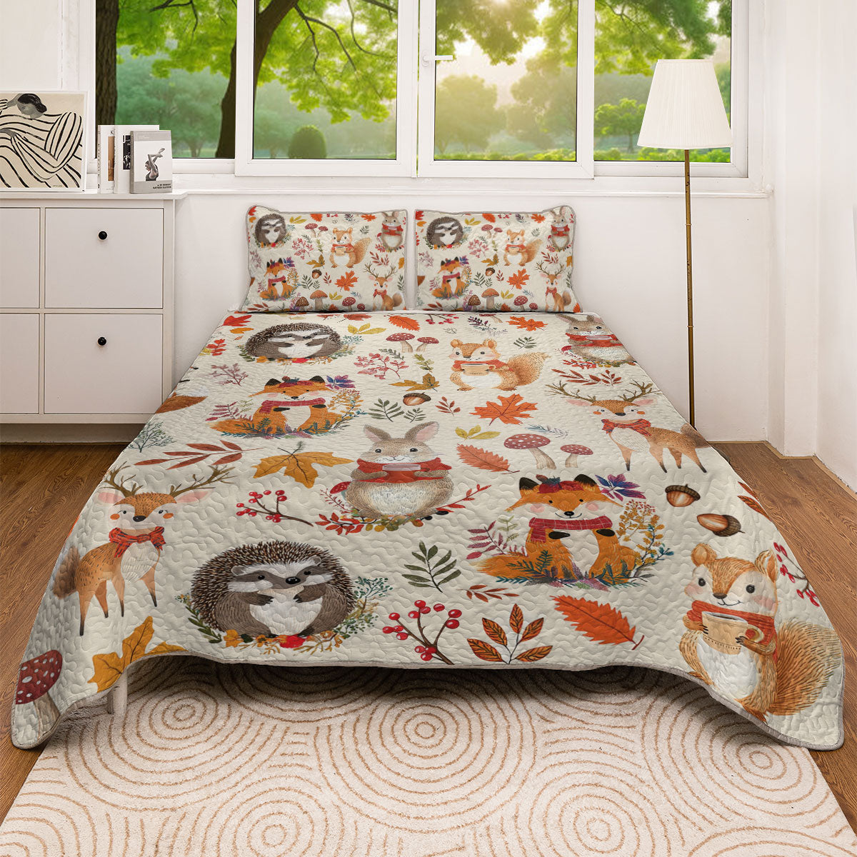 Shineful All Season Quilt 3-Piece Set Animal In Fall