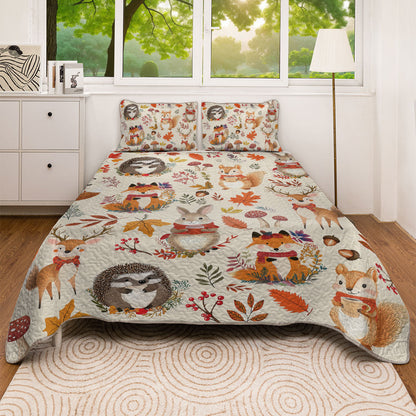 Shineful All Season Quilt 3-Piece Set Animal In Fall
