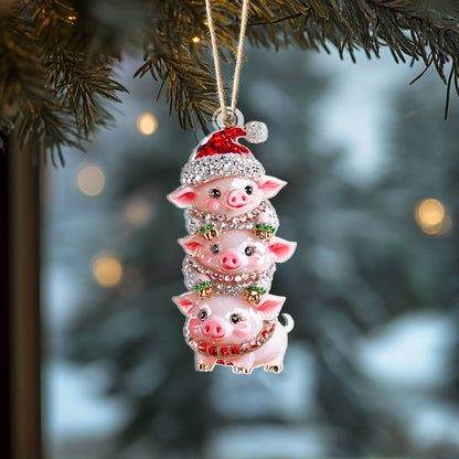 Shineful 2D Acrylic Ornament Twinkling Stack Of Piggies
