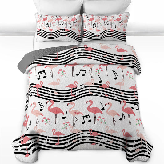 Shineful All Season Quilt 3-Piece Set Flamingo Melody