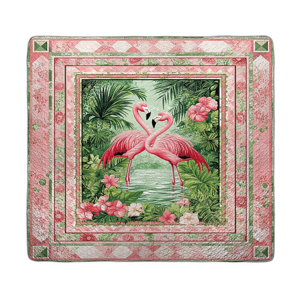 Shineful All Season Quilt 3-Piece Set - Tropical Flamingo Kisses