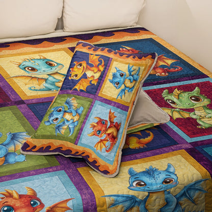 Shineful All Season Quilt 3-Piece Set - Adorable Baby Dragon Dreams