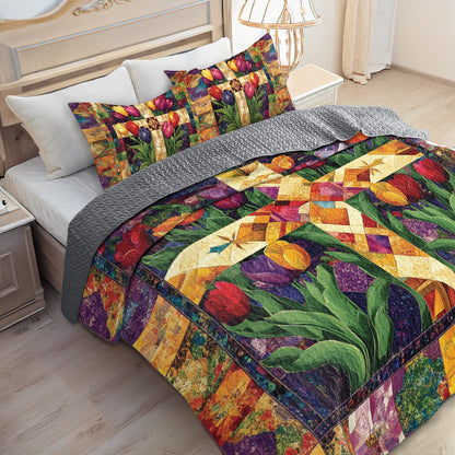Shineful All Season Quilt 3-Piece Set Faithful Blooms