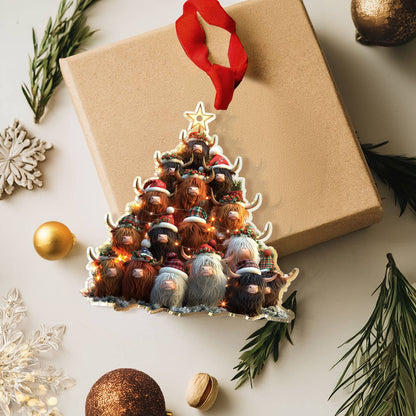 Shineful 2D Acrylic Ornament Highland Cow Christmas Tree Lovely