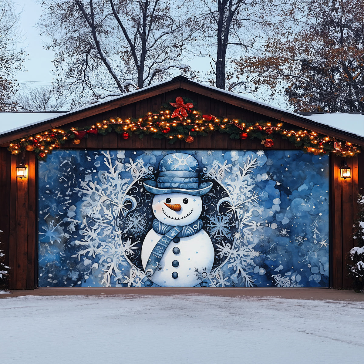Shineful Garage Door Banner Decoration Frosty Cheer