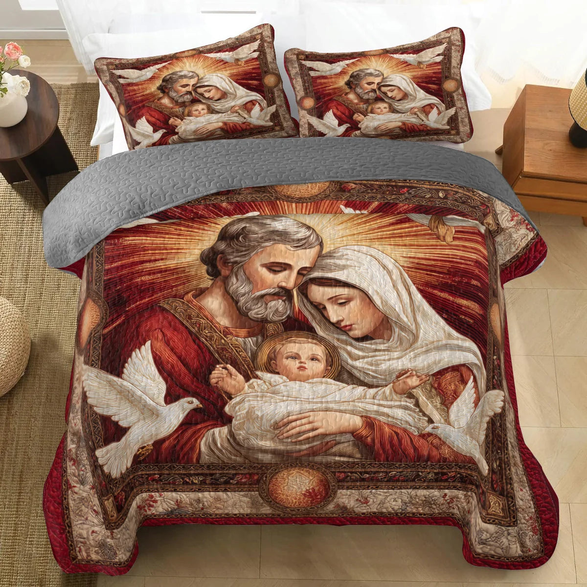 Shineful Quilt 3-Piece Set Light of the Holy Family