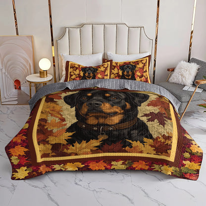 Shineful All Season Quilt 3-Piece Set - Fall Rottweiler Charm