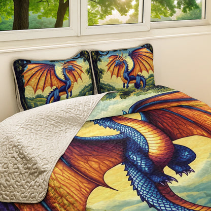 Shineful All Season Quilt 3-Piece Set - Mystical Blaze Dragon
