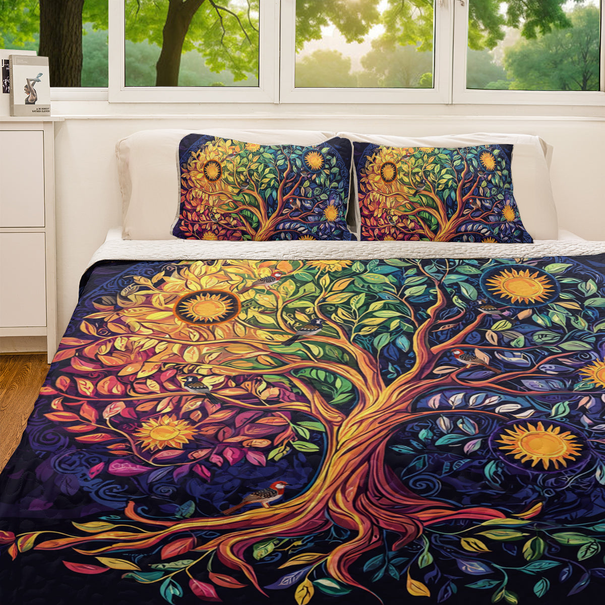 Shineful All Season Quilt 3-Piece Set Colorful Life Tree