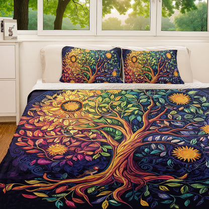 Shineful All Season Quilt 3-Piece Set Colorful Life Tree