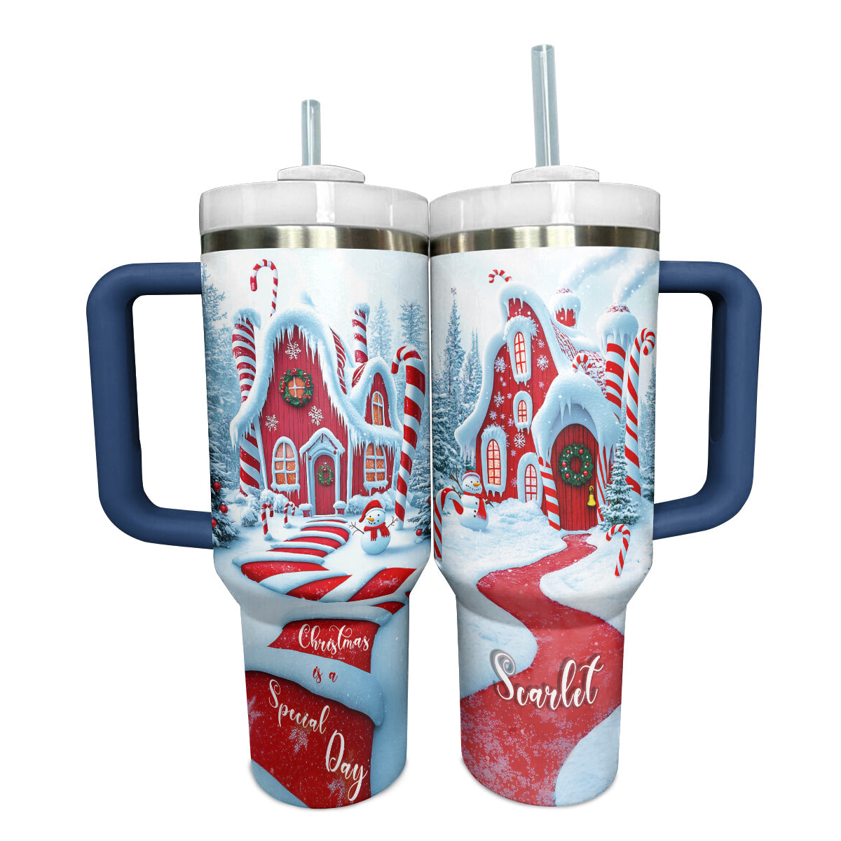 Shineful Tumbler Personalized Candy Cane Cottage