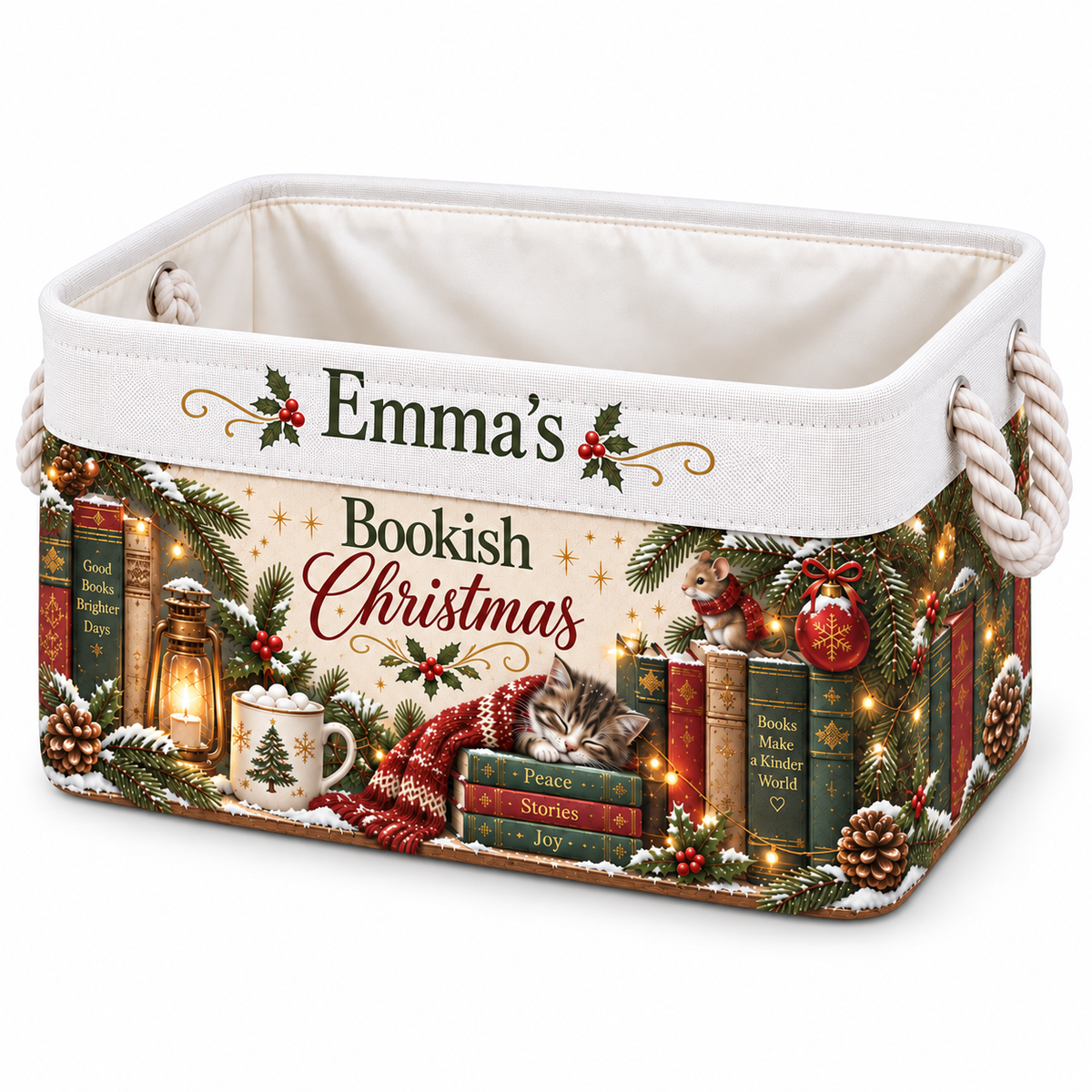 Shineful Personalized Bookish Christmas Book Basket