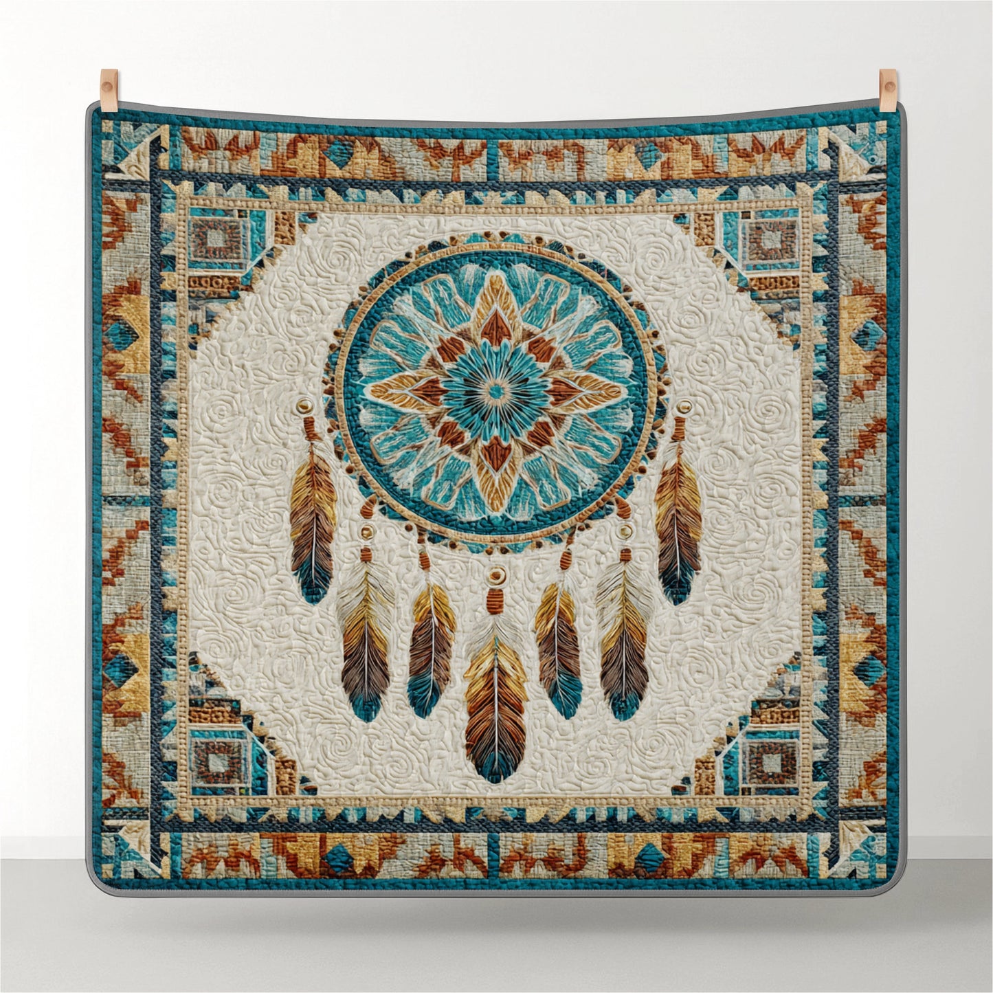 Shineful Flat Print Faux Quilt Blanket Spirit Feather