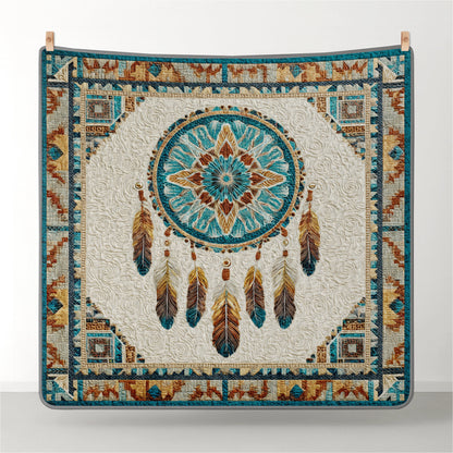 Shineful Flat Print Faux Quilt Blanket Spirit Feather