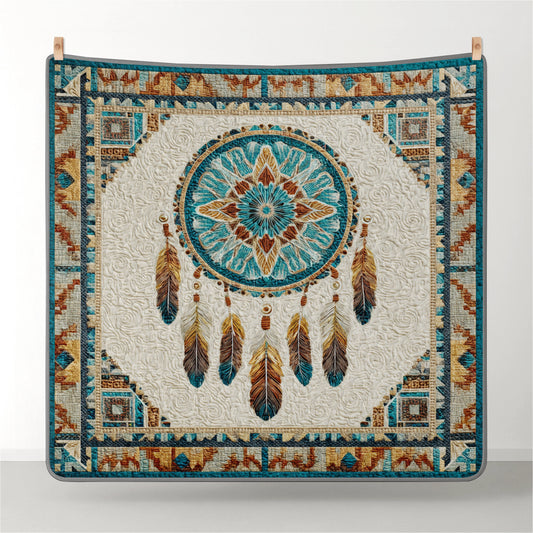 Shineful Flat Print Faux Quilt Blanket Spirit Feather