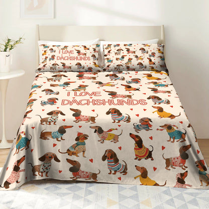 Shineful 4-Piece Bed Sheet Set Dachshund  Lovely Delight