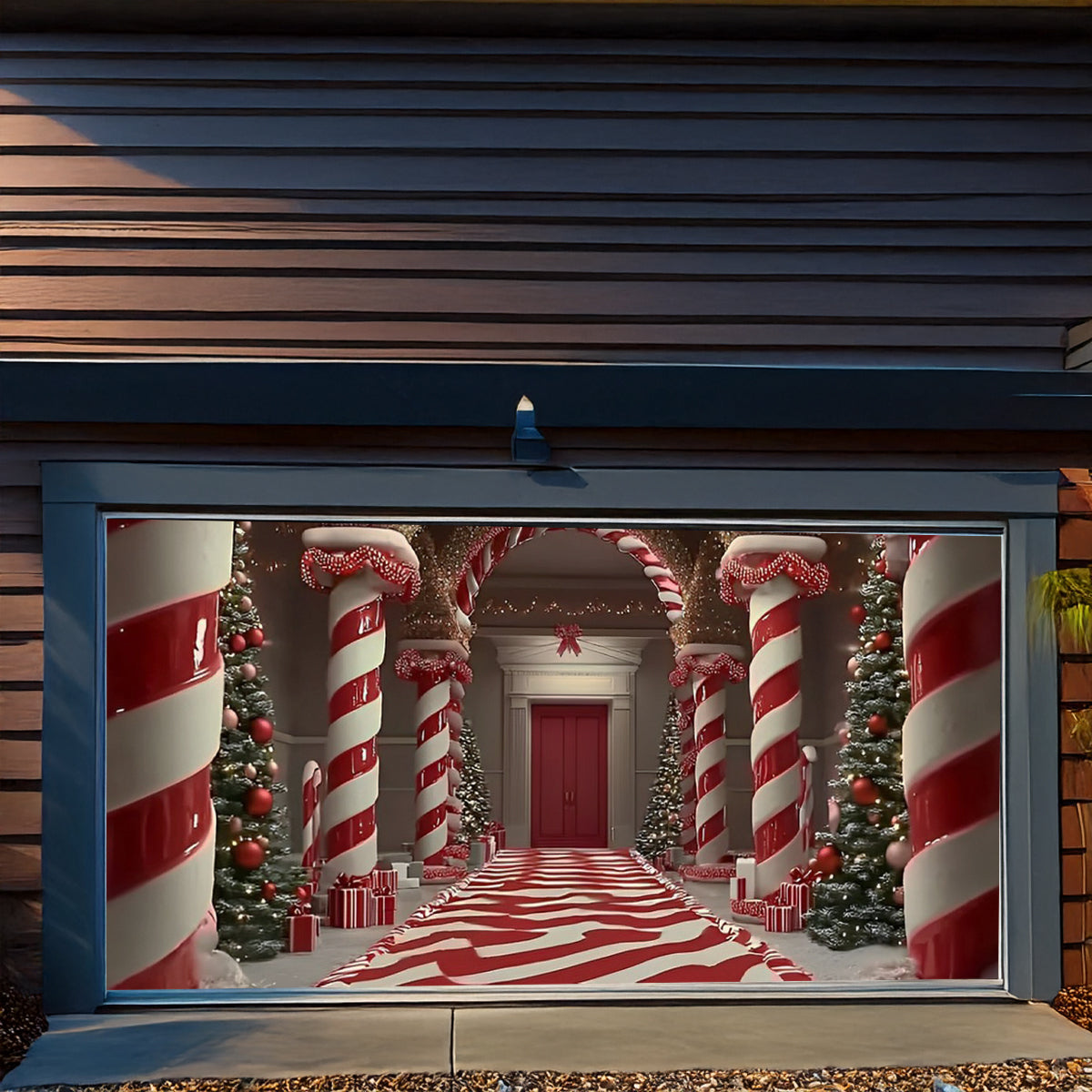 Shineful Garage Door Banner Decoration - Candy Cane Lane