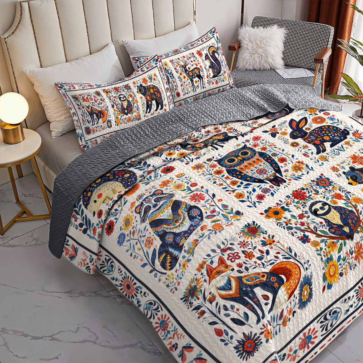 Shineful All Season Quilt 3-Piece Set Animals Forest Folk Charm