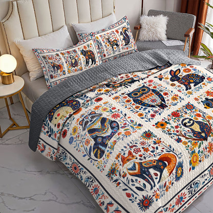 Shineful All Season Quilt 3-Piece Set Animals Forest Folk Charm