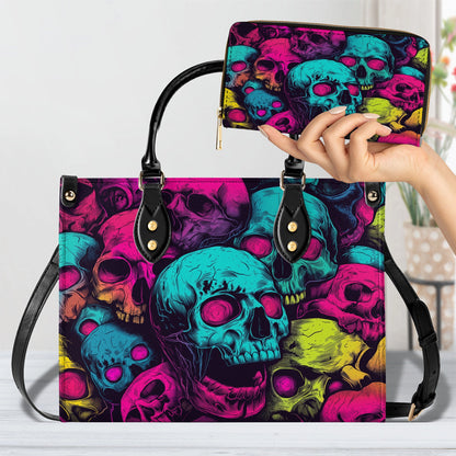 Shineful Leather Bag Neon Skull Riot