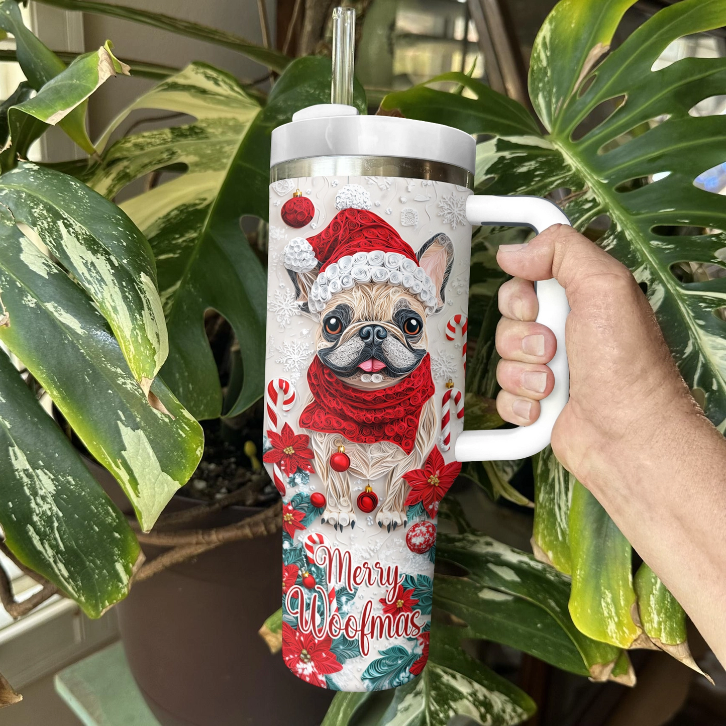 Shineful Tumbler Merry Woofmas Frenchie