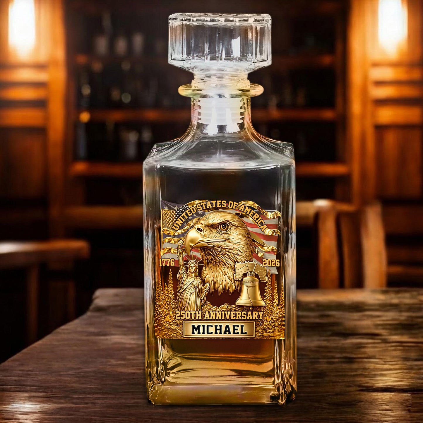 Shineful Whiskey Set 250th Anniversary Bald Eagle Personalized