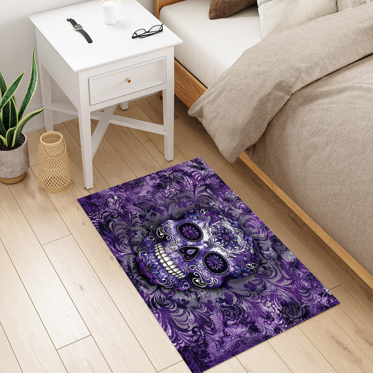 Shineful Gorgeous Mandala Skull Ultra-Thin Non Skid Floor Mat, Kitchen Rugs