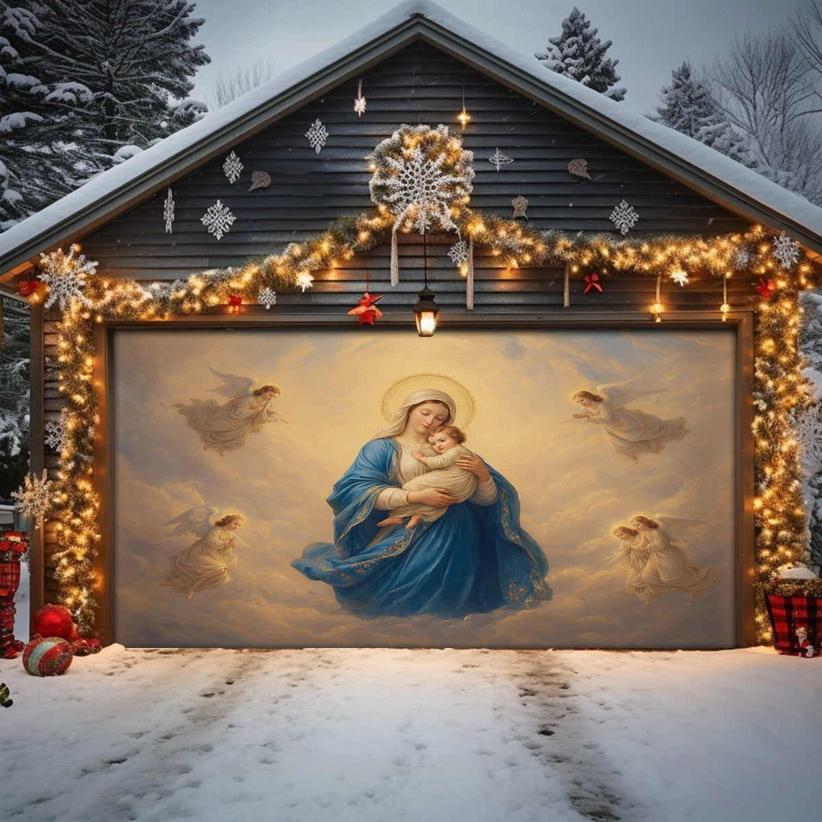 Shineful Garage Door Banner Decoration Madonna of the Threshold