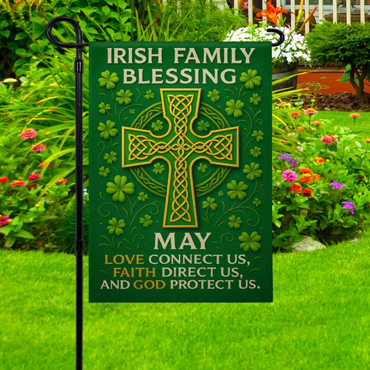 Shineful Gargen Flag 12" x 18" - Irish Family Blessing Cross