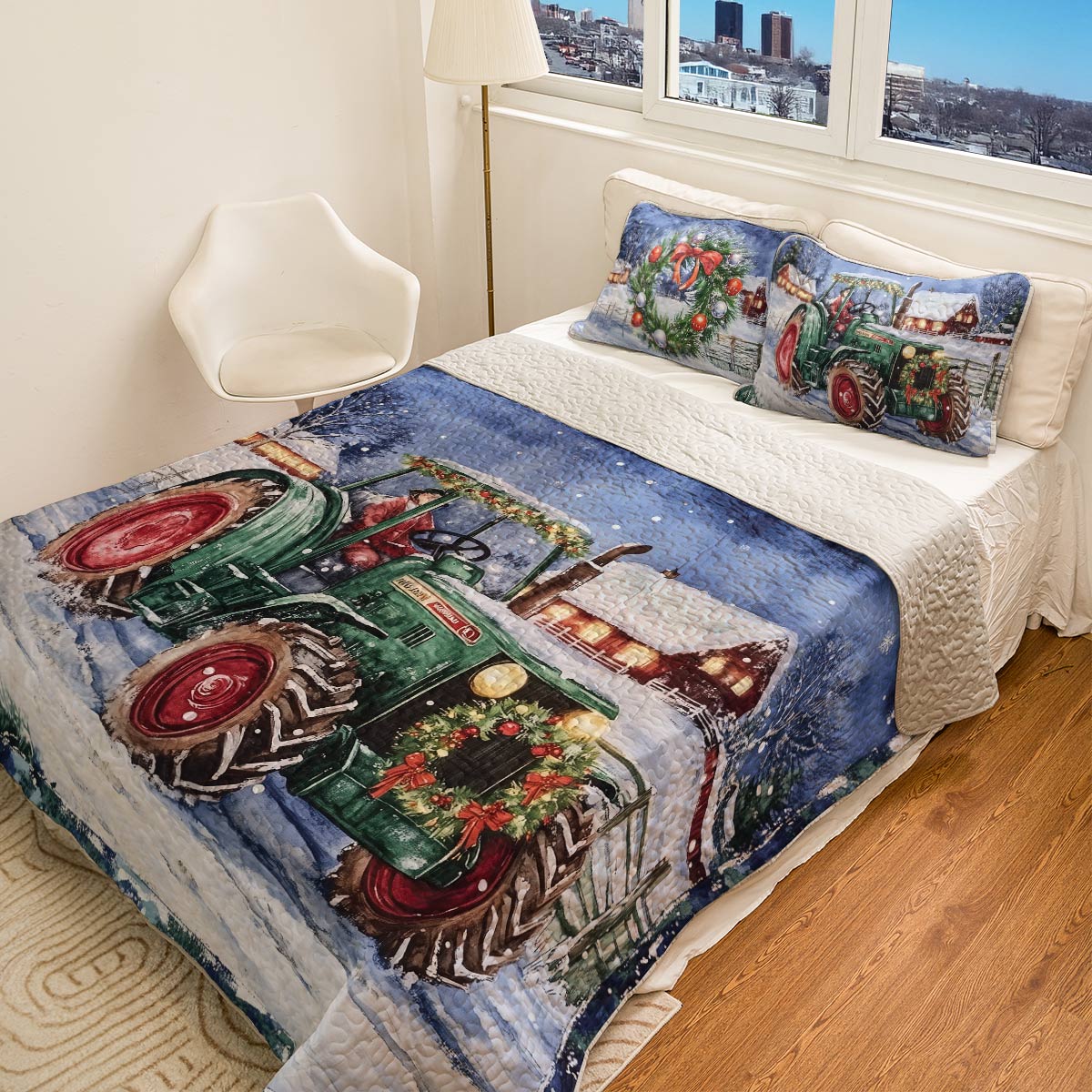 Shineful All Season Quilt 3-Piece Set - Farmer I'll Be Home For Christmas