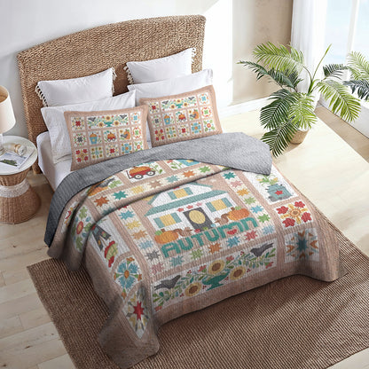 Shineful All Season Quilt 3-Piece Set Autumn Cottage Farm