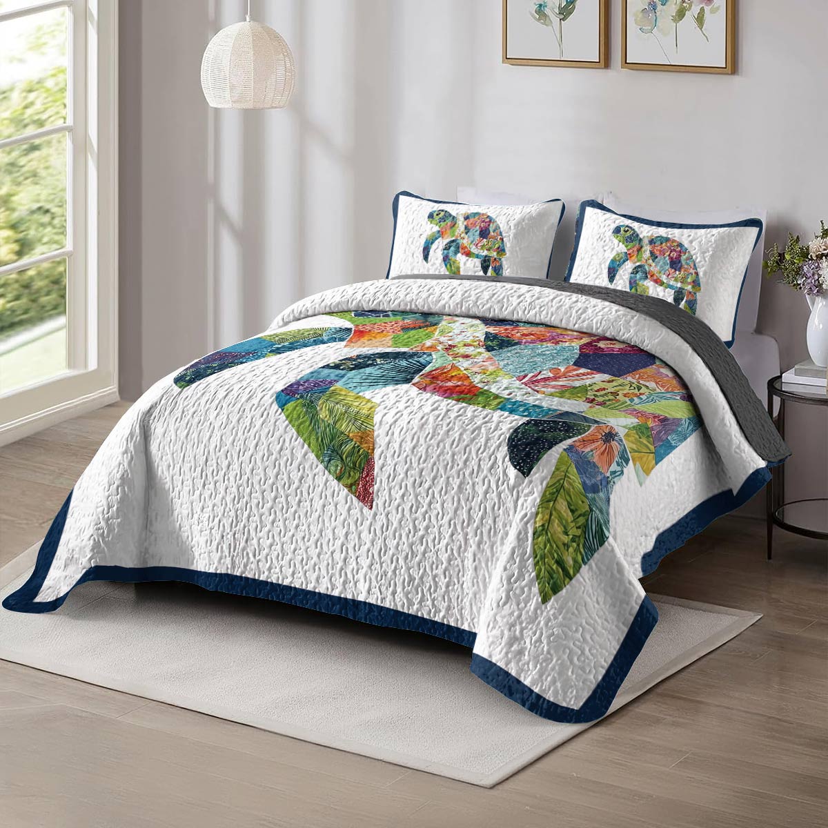 Shineful All Season Quilt 3-Piece Set - Sea Turtle Tropical Mosaic